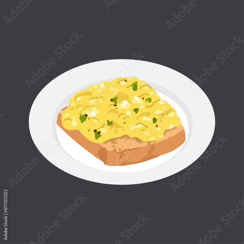 Tofu scrambled sandwich. Hand drawn watercolor vector illustration