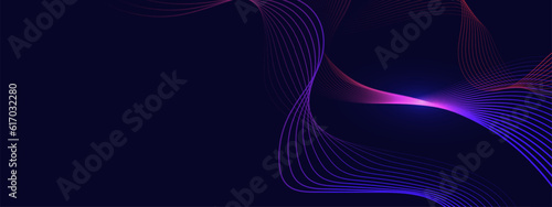 Abstract dark background with glowing wave. Technology hi-tech futuristic template. Vector illustration