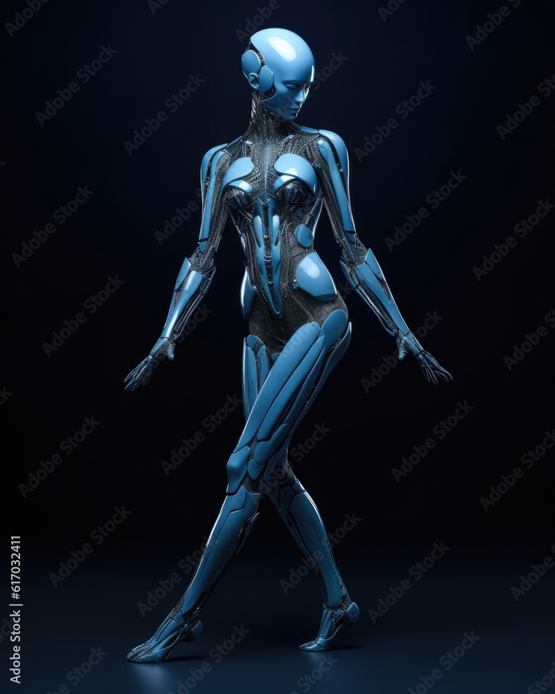 Female Humanoid Ballet Dancer in Pose
Feminine Android Busting Some Moves
Female Robot Raving
Feminine Cyborg Stance
