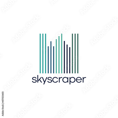 building logo with line and abstract design concept