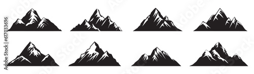 Foto Collection of mountains on isolated background.
