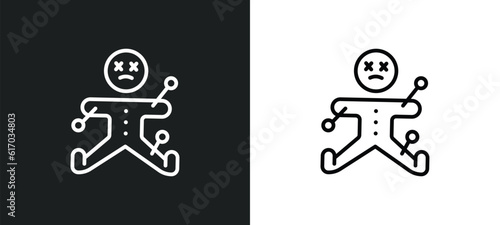 voodoo line icon in white and black colors. voodoo flat vector icon from voodoo collection for web, mobile apps and ui.