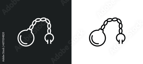 fetters line icon in white and black colors. fetters flat vector icon from fetters collection for web, mobile apps and ui.