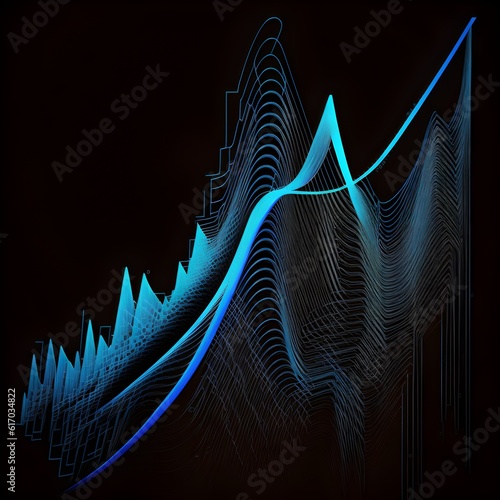 2d xyz graph rising line from 0 to infiniteblue line black background  photo