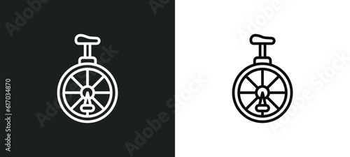 unicycle line icon in white and black colors. unicycle flat vector icon from unicycle collection for web, mobile apps and ui.