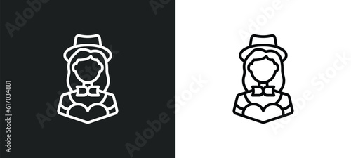 magic assistant line icon in white and black colors. magic assistant flat vector icon from magic assistant collection for web, mobile apps and ui. © IconArt
