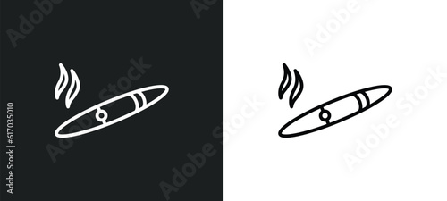 cigar line icon in white and black colors. cigar flat vector icon from cigar collection for web, mobile apps and ui.