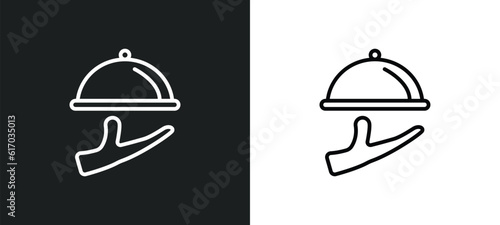serving line icon in white and black colors. serving flat vector icon from serving collection for web, mobile apps and ui.