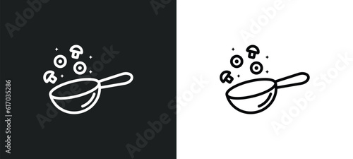 wok line icon in white and black colors. wok flat vector icon from wok collection for web, mobile apps and ui.