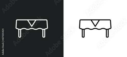 tablecloth line icon in white and black colors. tablecloth flat vector icon from tablecloth collection for web, mobile apps and ui.