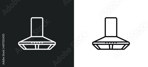 extractor hood line icon in white and black colors. extractor hood flat vector icon from extractor hood collection for web, mobile apps and ui.