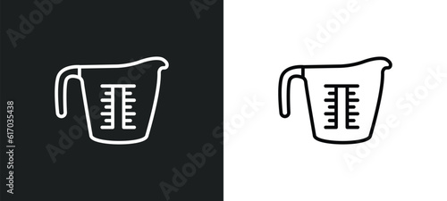 measuring cup line icon in white and black colors. measuring cup flat vector icon from measuring cup collection for web, mobile apps and ui.