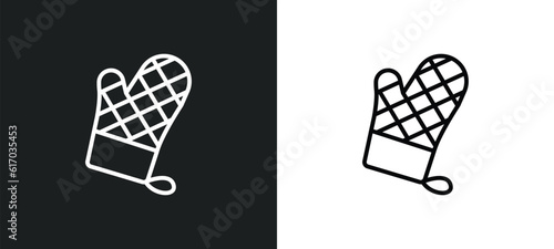 mitten line icon in white and black colors. mitten flat vector icon from mitten collection for web, mobile apps and ui.