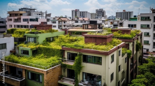Residential apartment with a green garden on the roof