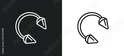 piercing line icon in white and black colors. piercing flat vector icon from piercing collection for web, mobile apps and ui.
