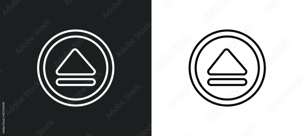 eject line icon in white and black colors. eject flat vector icon from eject collection for web, mobile apps and ui. eject line icon in white and black colors. eject flat vector icon from eject collection for web, mobile apps and ui.