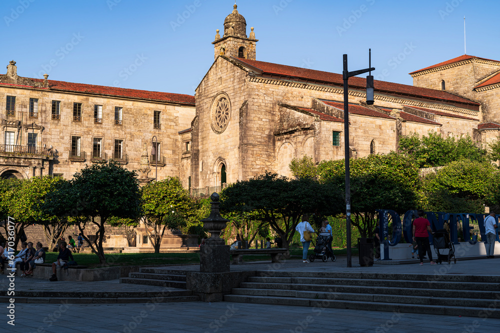 View of the convent of San Francisco in one of the most important squares in the city. Photograph taken in Pontevedra, Spain.