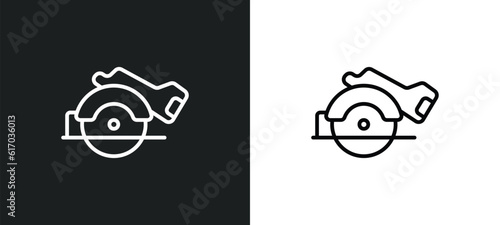 electric saw line icon in white and black colors. electric saw flat vector icon from electric saw collection for web, mobile apps and ui.