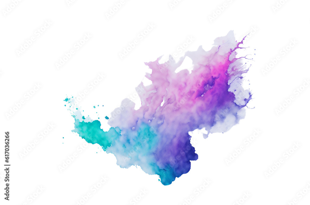 abstract watercolor painting on transparent background (PNG)