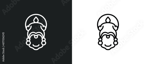 kathakali line icon in white and black colors. kathakali flat vector icon from kathakali collection for web, mobile apps and ui. photo