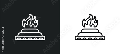 yagna line icon in white and black colors. yagna flat vector icon from yagna collection for web, mobile apps and ui.