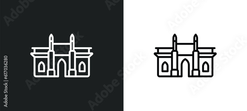gate of india line icon in white and black colors. gate of india flat vector icon from gate of india collection for web, mobile apps and ui.
