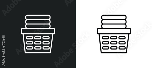 laundry basket line icon in white and black colors. laundry basket flat vector icon from laundry basket collection for web, mobile apps and ui.