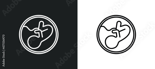 human fetus line icon in white and black colors. human fetus flat vector icon from human fetus collection for web, mobile apps and ui.
