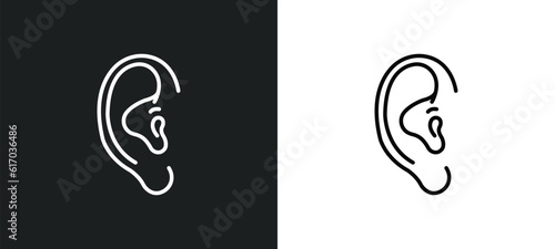 human ear line icon in white and black colors. human ear flat vector icon from human ear collection for web, mobile apps and ui.