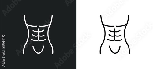 human abdomen line icon in white and black colors. human abdomen flat vector icon from human abdomen collection for web, mobile apps and ui.