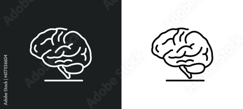 brain body organ line icon in white and black colors. brain body organ flat vector icon from brain body organ collection for web, mobile apps and ui.