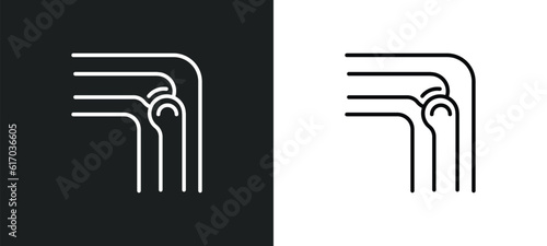 bones joint line icon in white and black colors. bones joint flat vector icon from bones joint collection for web, mobile apps and ui.