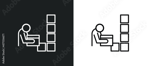 storekeeper line icon in white and black colors. storekeeper flat vector icon from storekeeper collection for web, mobile apps and ui.