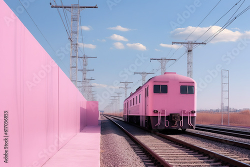 Rosy Hues at the Railway Station. Ai generated