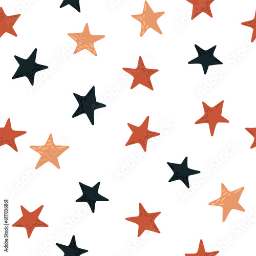 Cute stars seamless pattern in doodle style. Constellation wallpaper