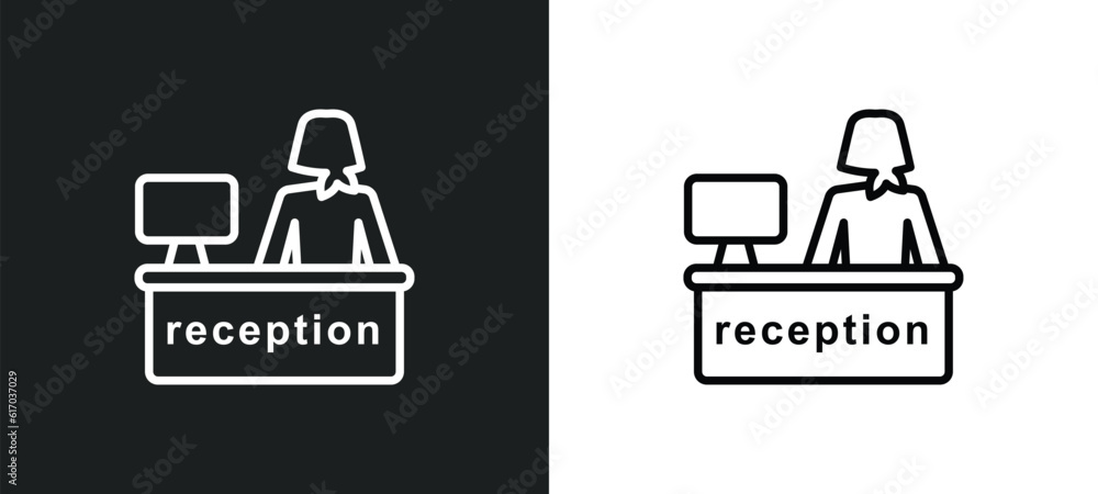 receptionist line icon in white and black colors. receptionist flat vector icon from receptionist collection for web, mobile apps and ui. receptionist line icon in white and black colors. receptionist flat vector icon from receptionist collection for web, mobile apps and ui.