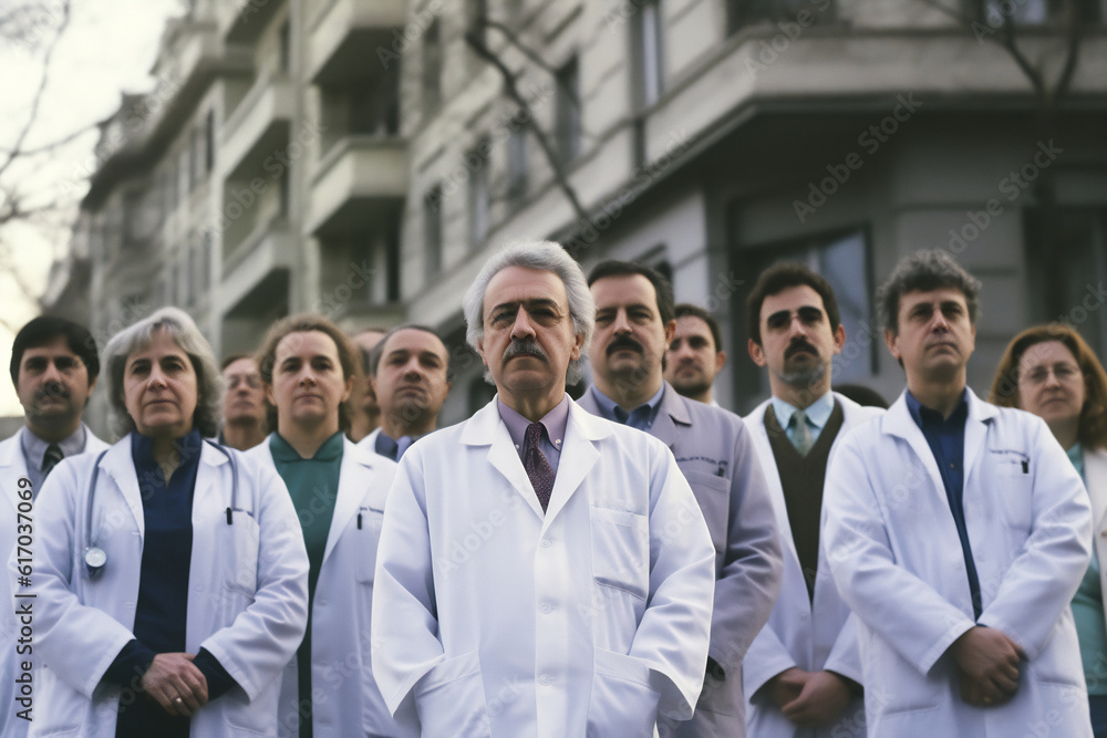 Portrait of a medical team standing outside the hospital Portrait of a medical team standing outside the hospital