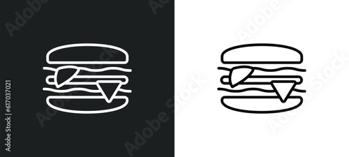 sandwich line icon in white and black colors. sandwich flat vector icon from sandwich collection for web, mobile apps and ui.