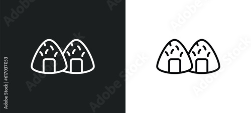 onigiri line icon in white and black colors. onigiri flat vector icon from onigiri collection for web, mobile apps and ui.