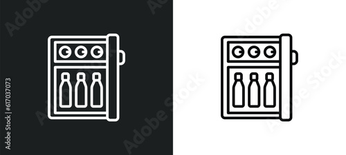 minibar line icon in white and black colors. minibar flat vector icon from minibar collection for web, mobile apps and ui.