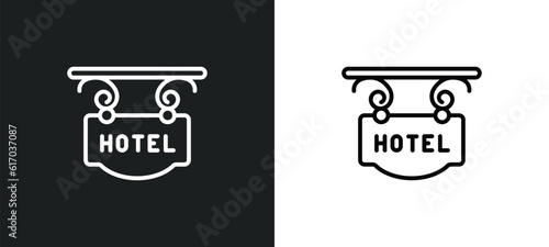 hotel line icon in white and black colors. hotel flat vector icon from hotel collection for web, mobile apps and ui.