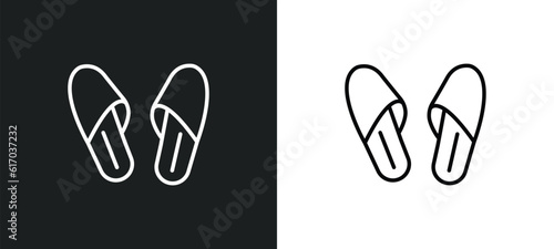 slippers line icon in white and black colors. slippers flat vector icon from slippers collection for web, mobile apps and ui.