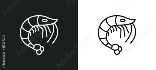 shrimp line icon in white and black colors. shrimp flat vector icon from shrimp collection for web, mobile apps and ui.