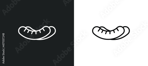 sausage line icon in white and black colors. sausage flat vector icon from sausage collection for web, mobile apps and ui.