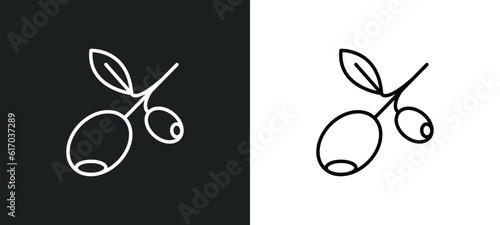 olives line icon in white and black colors. olives flat vector icon from olives collection for web, mobile apps and ui.