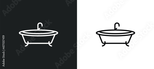 bathtube line icon in white and black colors. bathtube flat vector icon from bathtube collection for web, mobile apps and ui.