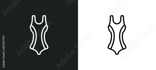 swimming suit line icon in white and black colors. swimming suit flat vector icon from swimming suit collection for web, mobile apps and ui.