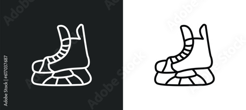ice skate line icon in white and black colors. ice skate flat vector icon from ice skate collection for web  mobile apps and ui.