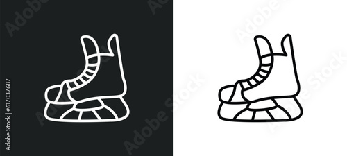 ice skate line icon in white and black colors. ice skate flat vector icon from ice skate collection for web, mobile apps and ui.