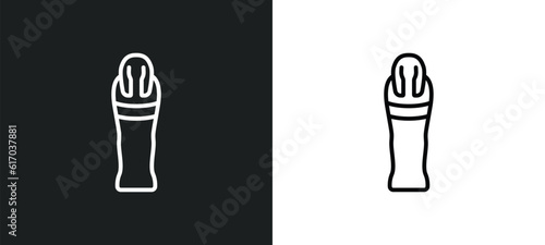 mummy line icon in white and black colors. mummy flat vector icon from mummy collection for web, mobile apps and ui.